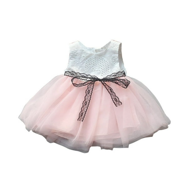 US Flower Girl Bow Tutu Dress Toddler Baby Princess Party Wedding Tulle Gown 